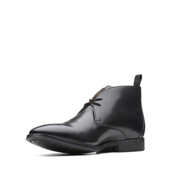 Clarks Mens Gilman Mid Wide Fit Boots Black | UK-2047681